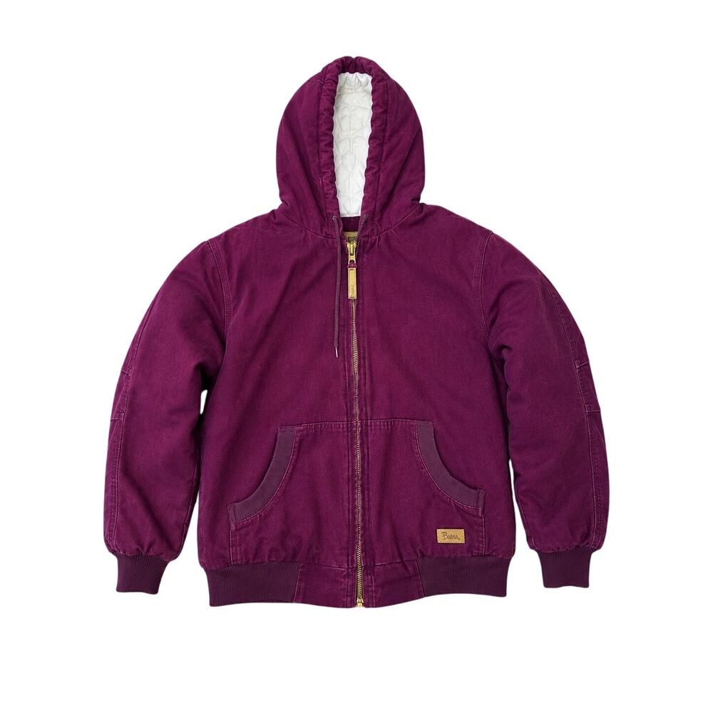 Vintage Style Berne Dark Berry Hooded Canvas Work Jacket Womens S